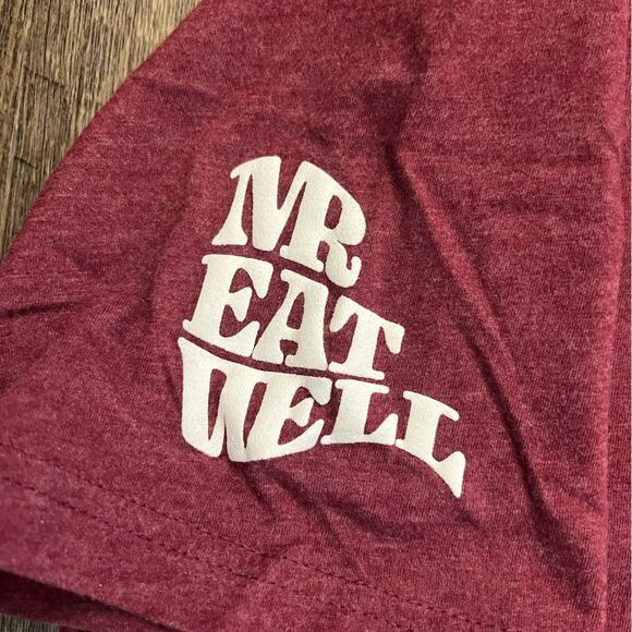 Mr. Eat Well Red Graphic Print Tee Pizza Design Short Sleeves Crewneck Size 2X - Picture 4 of 7